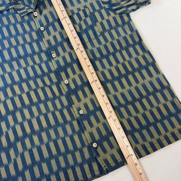 erEvan Shirt Men's L Green Japanese Fabric Geometric Pocket Made In France - Picture 8 of 16